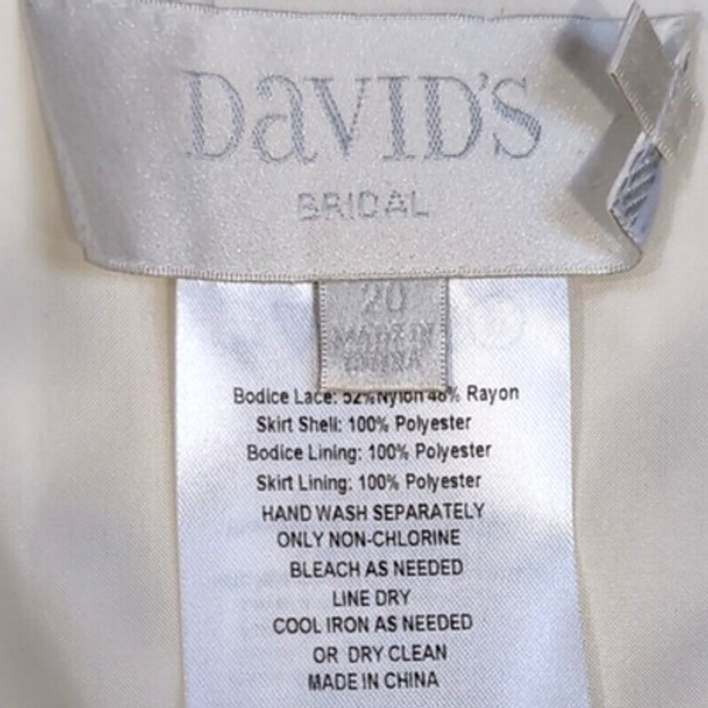 David's Bridal Wedding Dress Women's 20 Ivory‎ Lace Bodice Long Lined NEW NWT - Picture 6 of 16